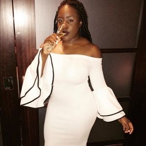 White off the shoulder bodycon dress